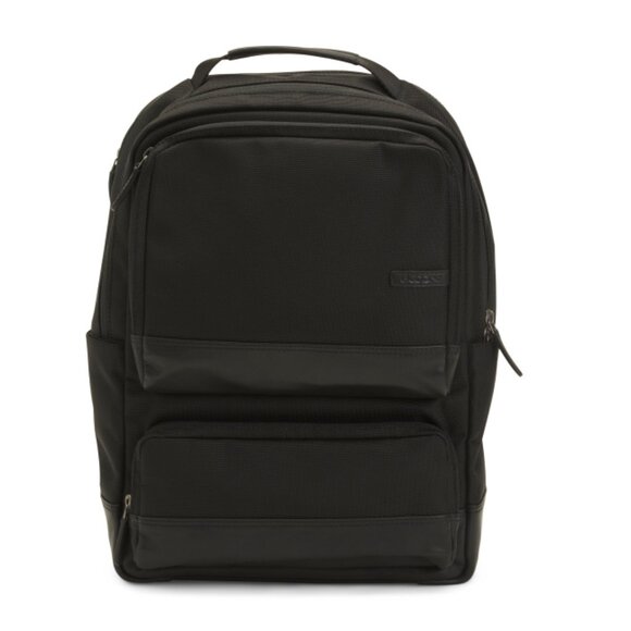 BOCONI Black Ballistic Nylon Backpack With Nappa Leather Trim